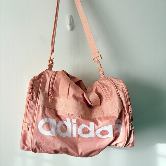 Adidas Unisex Santiago Large Duffel Bag Pink White - Picture 3 of 6